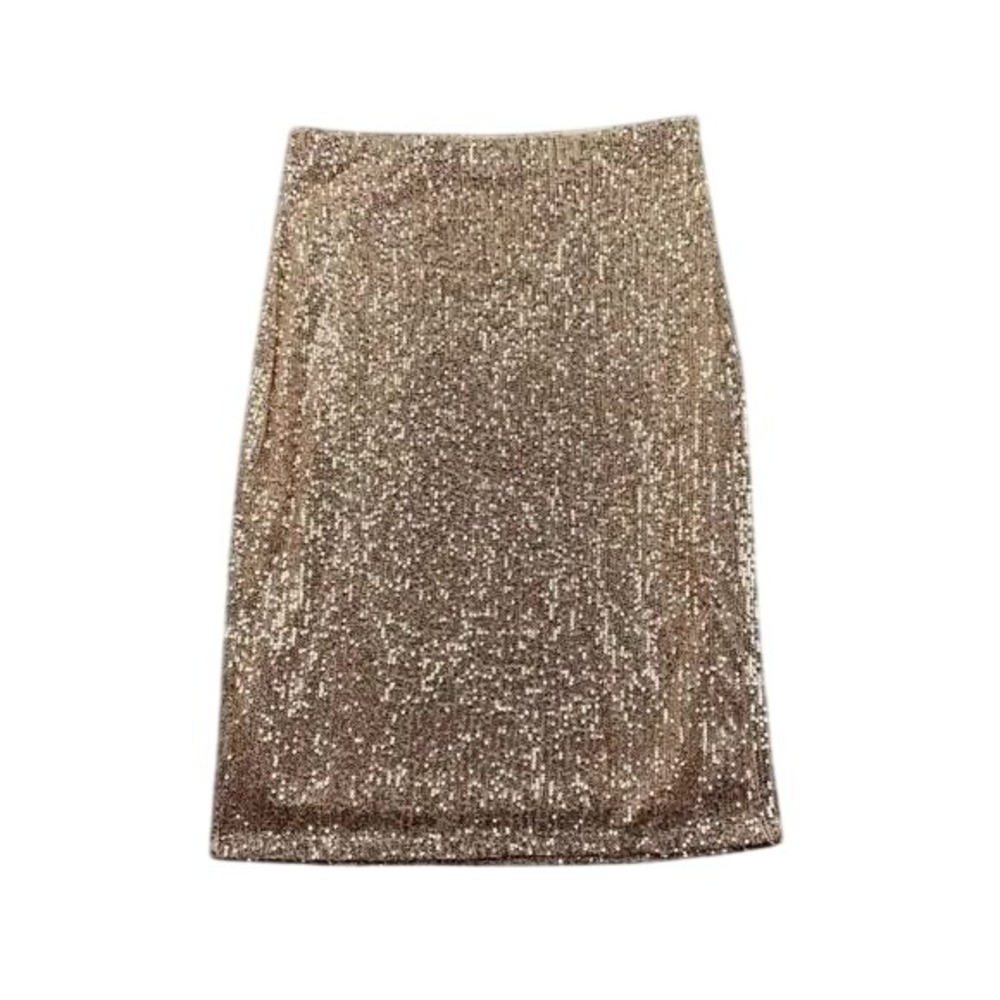 Adrianna Papell Rose Gold Sequin Pencil Skirt Pull On Skirt Size Medium - Picture 2 of 4